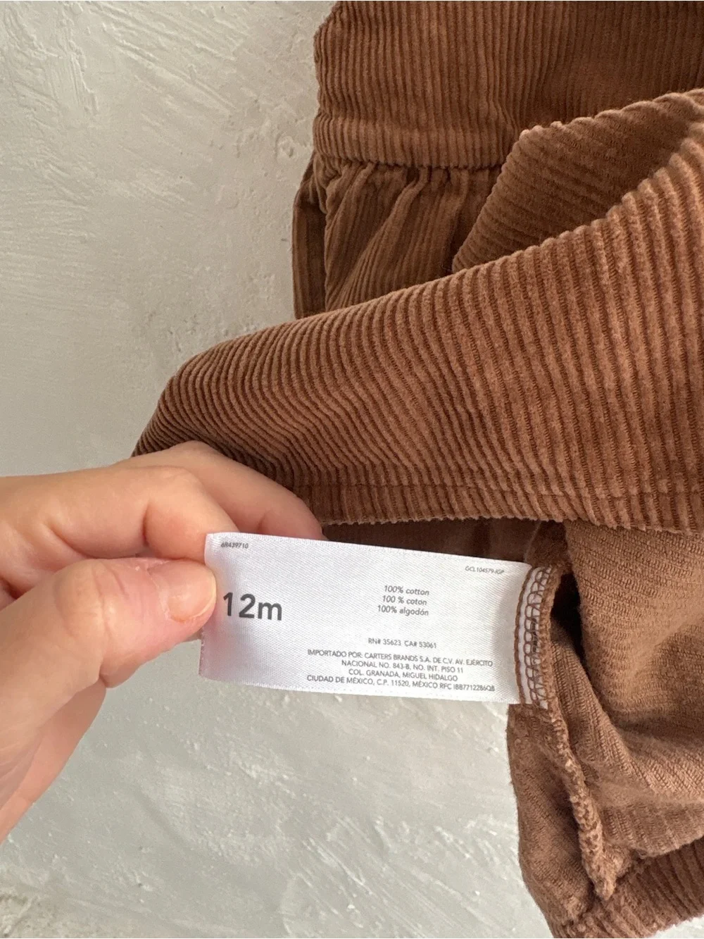Carters 100% cotton corduroy style brown dress